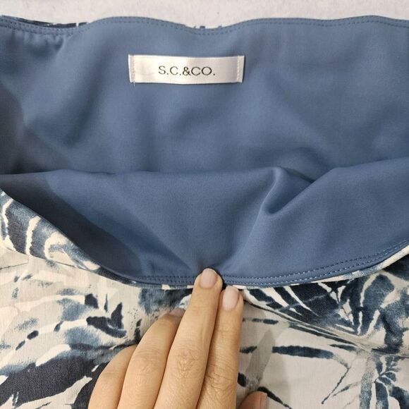 SC & CO Skort Sz L Blue & White Leaf Tummy Control Pockets Golf Tennis - Picture 7 of 7